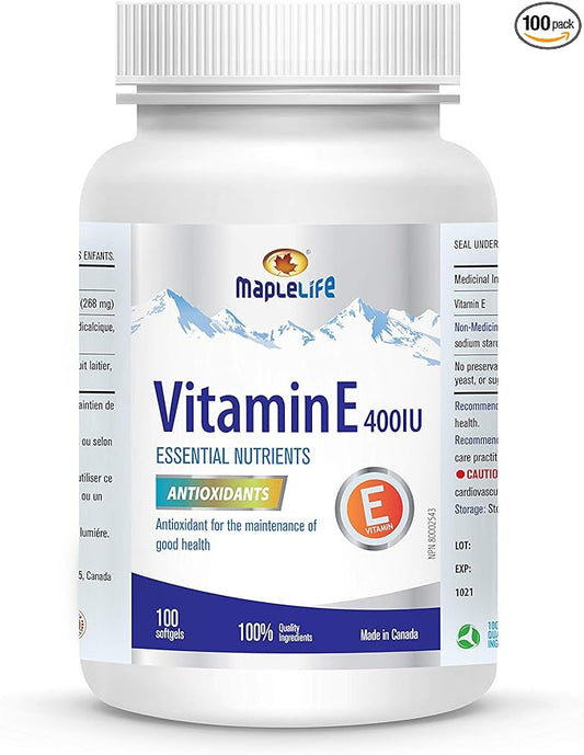 MapleLife Nutrition Vitamin E 400IU 100 softgels