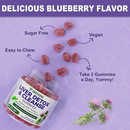 Liver Cleanse Detox & Repair Gummies, 1000mg (80% (80% Silymarin), 120Cts