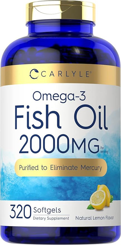 Carlyle Fish Oil Supplements 2000mg | 320 Softgels 600mg Total Omega-3 |
