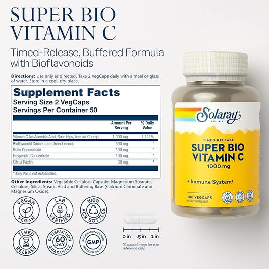 Solaray Super Bio C Buffered Vitamin 1000mg, 100 100 CT
