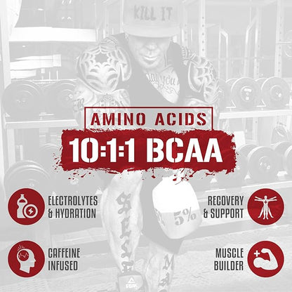 5% Nutrition Rich Piana AllDayYouMay Caffeinated BCAA Energy Powder | Premium Pre Workout Amino Energy & Electrolytes | Hydration, Endurance & Recovery | 16.08 oz, 25 Servings (Fruit Punch)