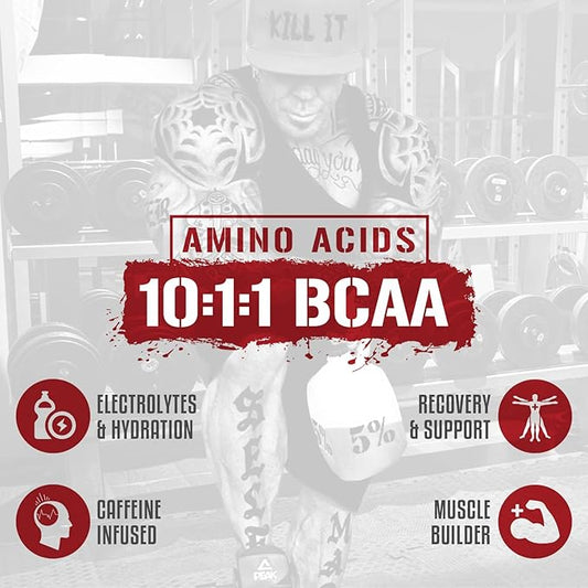 5% Nutrition Rich Piana AllDayYouMay Caffeinated BCAA Energy Powder | Premium Pre Workout Amino Energy & Electrolytes | Hydration, Endurance & Recovery | 16.08 oz, 25 Servings (Fruit Punch)