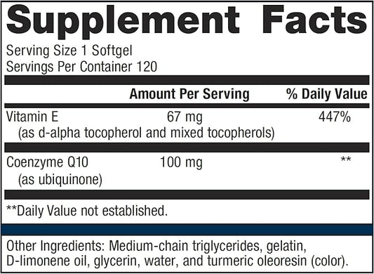 Metagenics CoQ10 ST-100-100 mg Coenzyme Q10 Supplement 120 Softgels