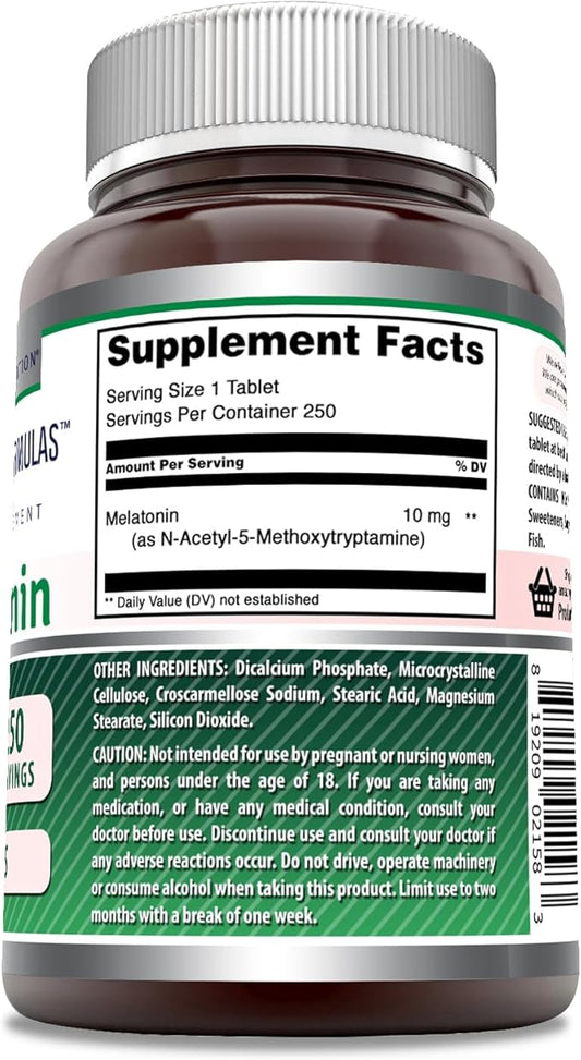Amazing Formulas Melatonin Supplement 10 Mg 250 Tablets