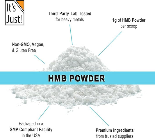 It's Just! - HMB Powder, 250g, Beta-Hydroxy Beta-Methylbutyrate, Free Acid, GMP Compliant, Third-Party Tested (Unflavored, 250g)