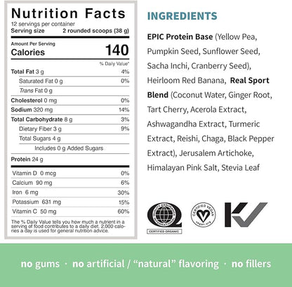 Sprout Living, Epic Protein, Plant Based 24 Grams (1 Pound, 12 Servings)