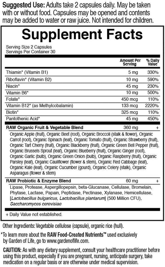 Garden of Life - Vitamin Code Raw B Complex - 60 - 2 pack