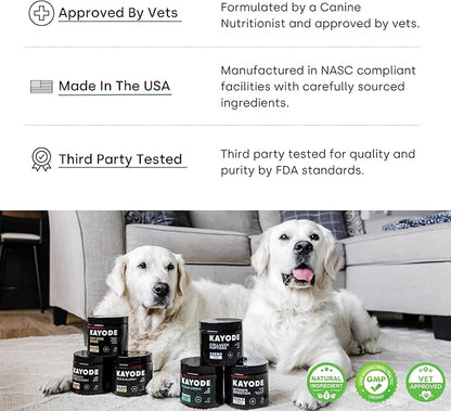 Doggie Greens - Natural Dog Vitamins & Probiotics for Dogs. No Messy Powder. Includes Spirulina, Kelp & Antioxidant Berry Mix. 6-in-1 Dog Supplements & Vitamins Chews. Super Greens for Dogs.