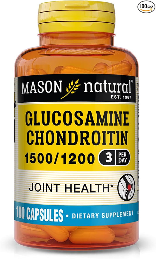 MASON NATURAL Glucosamine Chondroitin 1500/1200 100 Capsules, 1 Month