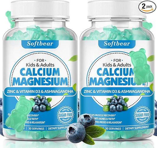 Calcium Magnesium Zinc Gummies for Women, 600 mg D3,B6,B12 for 120 Gummies