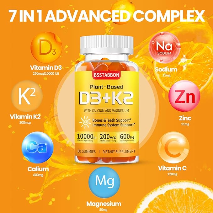 Vitamin D3 & K2 Vitamin D3, 250 mcg K2, 200 200 mcg (60 Count)