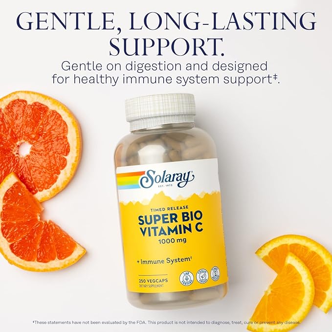 Solaray Super Bio Vitamin C 1000mg, 60 Day 125 Servings, 250 VegCaps