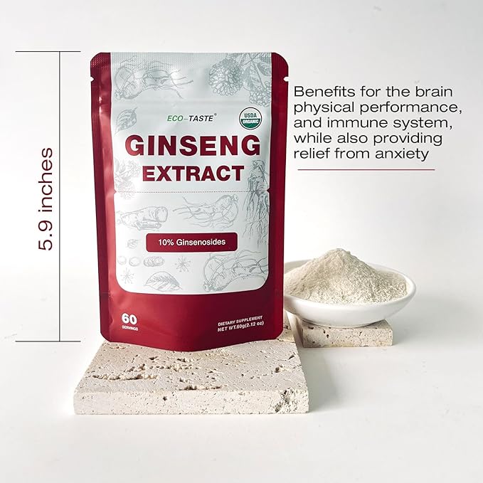ECO-TASTE Ginseng Root Extract Powder-Korean Panax 10% Ginsenosides, 60g (60 (60 Servings)
