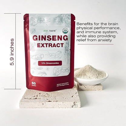 ECO-TASTE Ginseng Root Extract Powder-Korean Panax 10% Ginsenosides, 60g (60 (60 Servings)