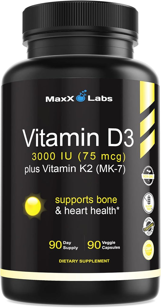 Vitamin D3 K2 3000 IU MK-7 from D3 K2 K2 Supplement 90 Capsules