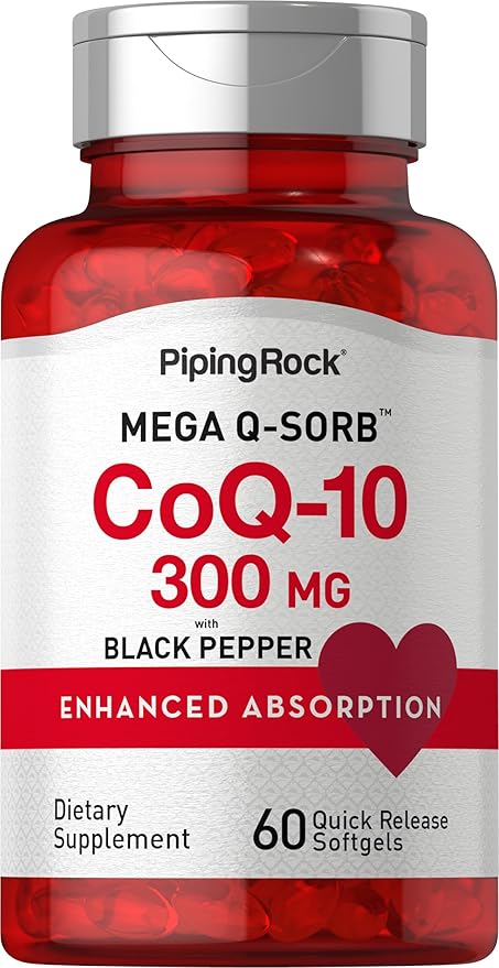 Piping Rock CoQ10 300mg Softgels 300mg Per 60 Pills Coq10 Coenzyme