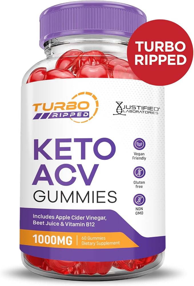 (2 Pack) Turbo Ripped Keto ACV 1000MG Turbo B12 Vegan 120 Gummys