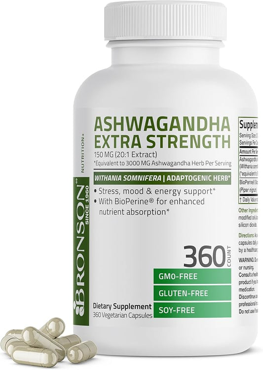Bronson Ashwagandha Extra Strength Stress & 360 Vegetarian