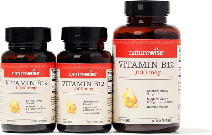 NatureWise High-Potency 1000mg Omega 3 600mg 400mg DHA 180ct & 1000mcg Vitamin B12 150 150 Softgels