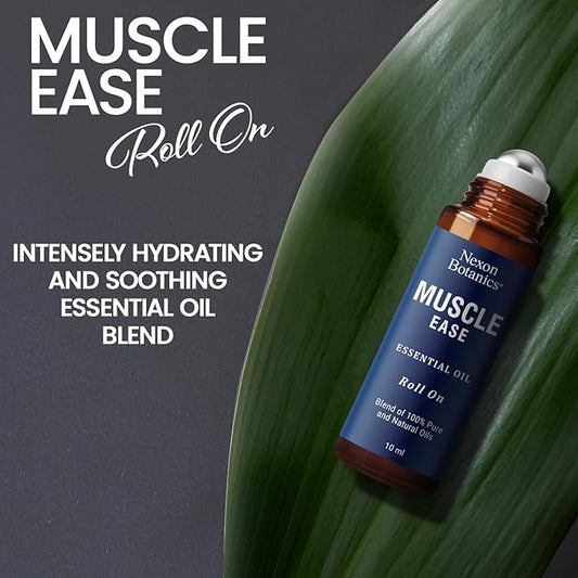 Muscle Ease Essential Oil Roll-On 10 ml - Pure Natural Blend for Sore Muscles, Aches & Recovery - Easy Roller for Athletes & Active Lifestyles - Nexon Botanics