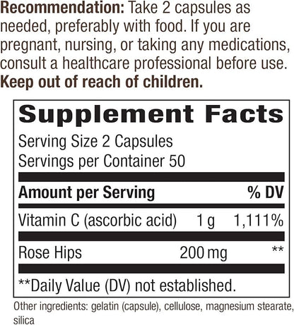 Nature's Way Vitamin C with Rose Hips 100 Capsules 2)