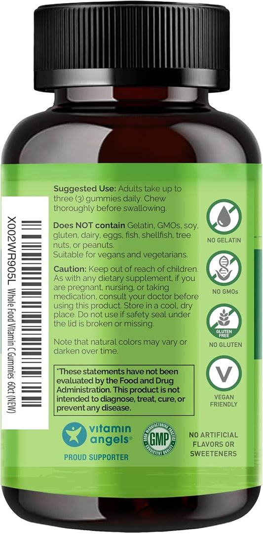 NATURELO Whole Food Vitamin C Gummies, 60 Vegan-Friendly