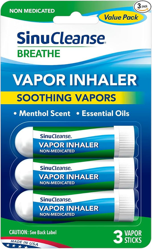 SinuCleanse Vapor Inhaler, Portable, On-The-Go, Non-Medicated, 3 Refreshing