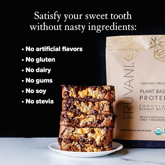Truvani Vegan Pea Protein Powder 20g Organic 20 Servings