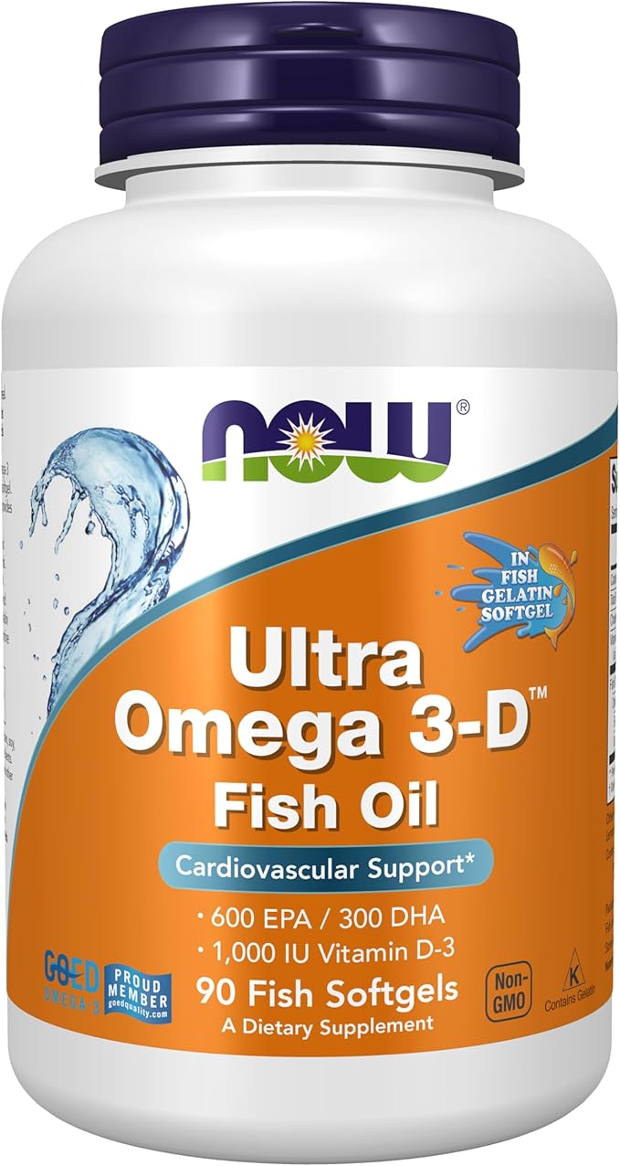 NOW Supplements, Ultra Omega 3-D™, Omega-3 D-3, Cardiovascular 90 Softgels