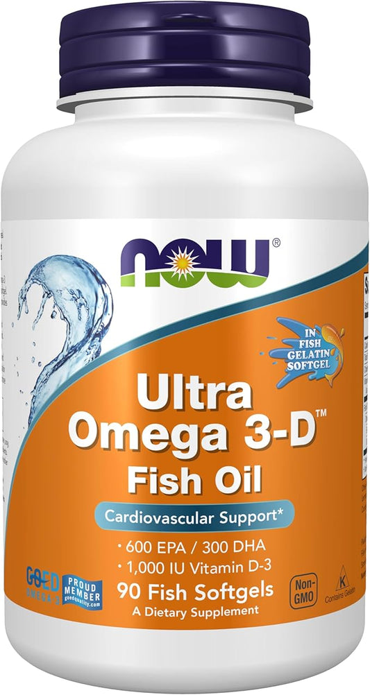 NOW Supplements, Ultra Omega 3-D™, Omega-3 D-3, Cardiovascular 90 Softgels