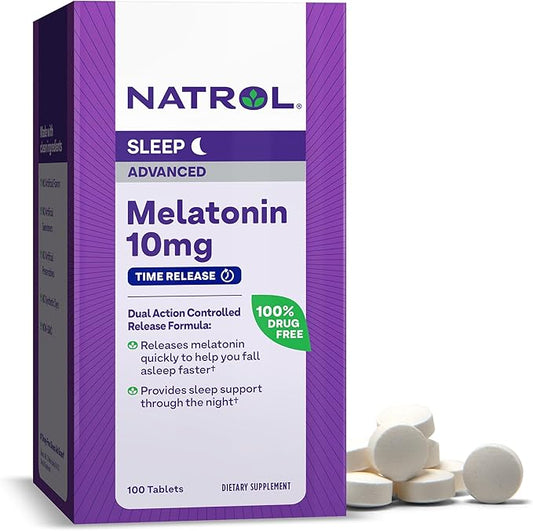 Natrol Advanced Sleep Melatonin 10mg, Dietary 100 Time-Release 100 Day