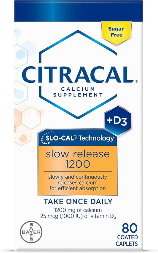 Citracal Slow Release 1200, 1200 mg 25 mcg (1000 IU) D3, Bone 12+, Take 80 Count