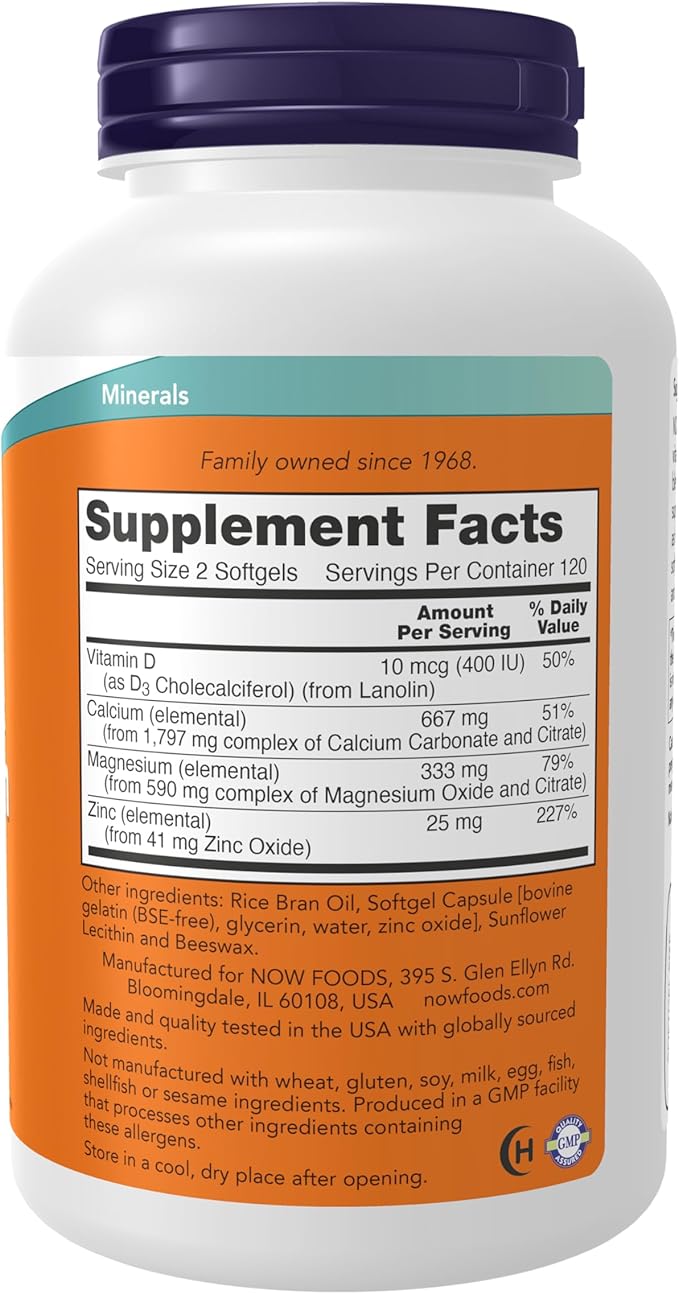 NOW Supplements, Calcium & Magnesium D-3 and 120 Softgels