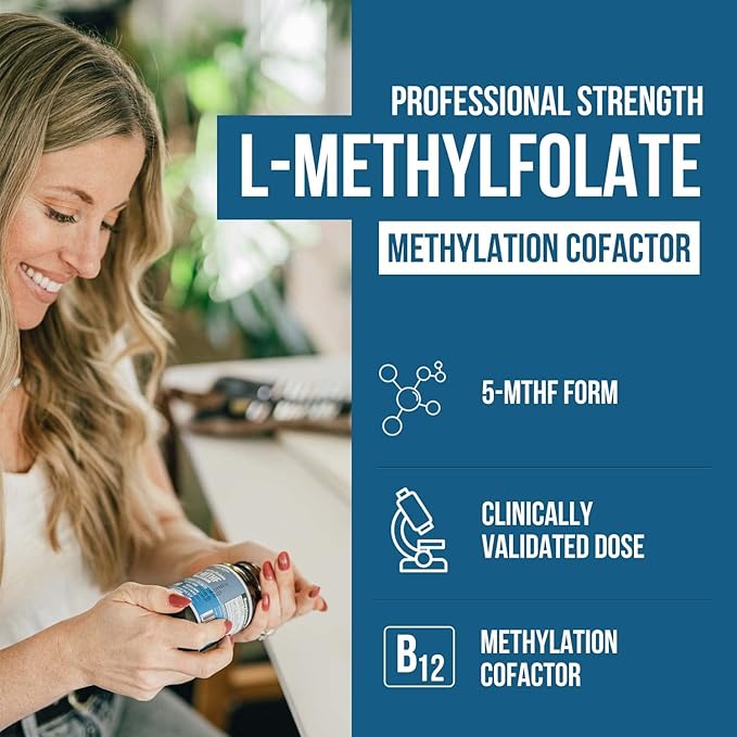 L Methyl Folate 15mg plus Methyl B12 Cofactor 5-MTHF Form B9 & B12 (60 (60 Capsules)