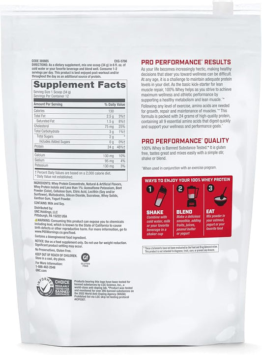 GNC Pro Performance 100% Whey Protein Powder | Supports Healthy Metabolism and Lean Muscle Recovery | Creamy Strawberry | 12 Servings