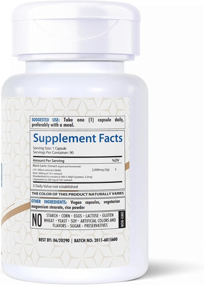 Fermented Black Garlic Extract Dietary Supplement 2000mg 90 Caps