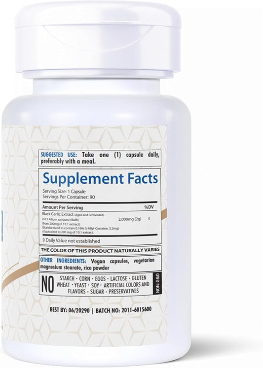 Fermented Black Garlic Extract Dietary Supplement 2000mg 90 Caps