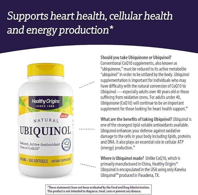 Healthy Origins Ubiquinol (Active form of CoQ10), 200 200 mg CoQ10 - 150 Softgels