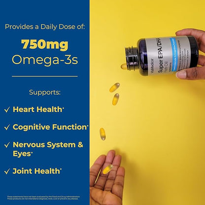 High-Potency, Super EPA/DHA Fish Oil 750mg Omega-3 Fatty