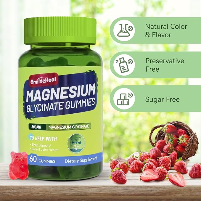 Magnesium Glycinate Gummies 500mg with L-Threonate 300mg B6, CoQ10 CoQ10 - 120 Gummies