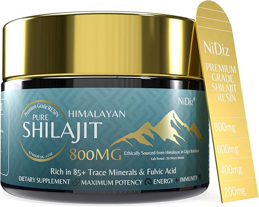 800mg Pure Himalayan Shilajit Resin, 50g, 75%+, 60 60 Day 5-in-1 Shilajit 85+ Trace