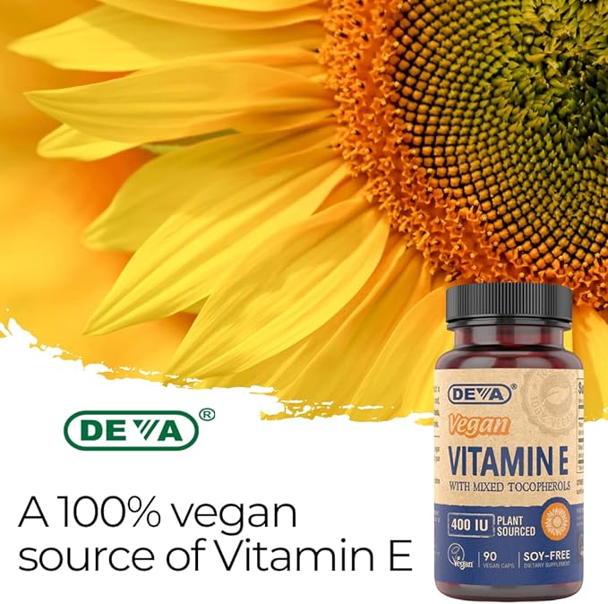 DEVA Vegan Vitamins Natural Vitamin E 400IU with 90 Capsules