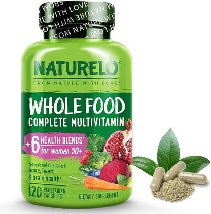 NATURELO Whole Food Multivitamin for Women 50+ (Iron 50 - 120 Vegan