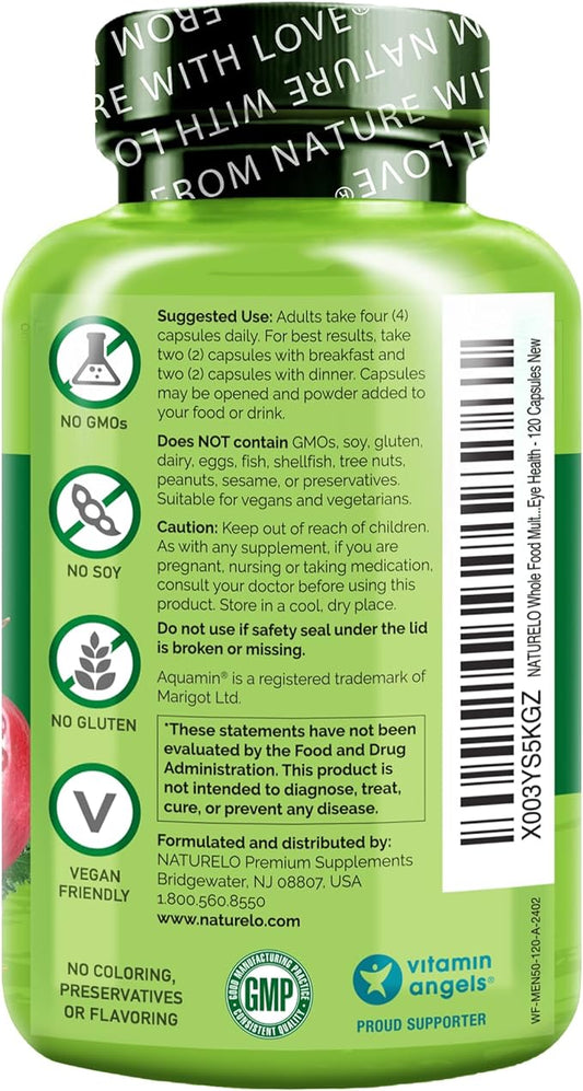 NATURELO Whole Food Multivitamin for Men 50+ 120 Capsules
