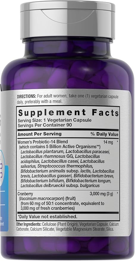 Horbaach Probiotic for Women with Cranberry | 90 Capsules | 14 Probiotic Strains | Non-GMO, Gluten Free Supplement