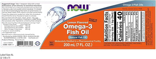 NOW Supplements, Omega-3 Fish Oil Liquid, 7-Ounce