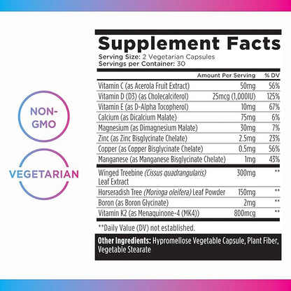 Livingood Daily Calcium Supplement for Women and Men, Bone Support with Vitamin C, Vitamin D3 K2, Magnesium, Zinc, Calcium, Vegetarian Capsules, Non GMO, Gluten Free, 60 Count