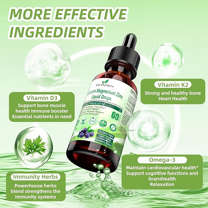 Calcium Magnesium Zinc, Liquid Calcium Magnesium D3 K2, K2, B6, B6, Omega-3, Omega-3, High