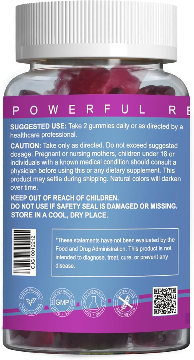 Magnesium Glycinate Gummies 400mg with L-Threonate 200mg - Sugar-Free Magnesium Potassium Supplement with Vitamin D, B6, CoQ10 for Muscle - 120 Mixed Berry Flavored Gummies