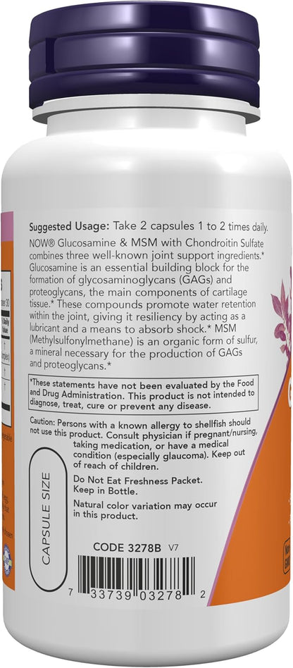NOW Supplements, Glucosamine & MSM plus 60 Veg
